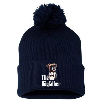 The Dog Father Boxer Boxer Dog Owner Dog Dad Funny Pom Pom 12in Knit Beanie