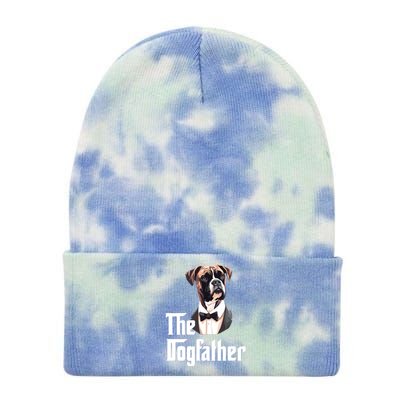 The Dog Father Boxer Boxer Dog Owner Dog Dad Funny Tie Dye 12in Knit Beanie