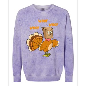 Thanksgiving Dog Fake Dog Woof Thanksgiving Turkey For Wo Colorblast Crewneck Sweatshirt