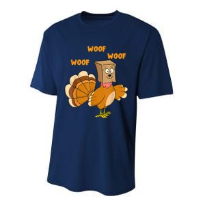 Thanksgiving Dog Fake Dog Woof Thanksgiving Turkey For Wo Performance Sprint T-Shirt