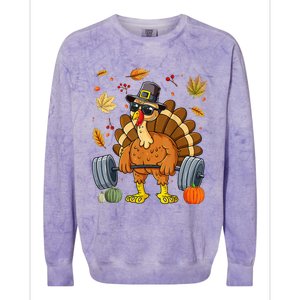 Turkey Deadlift Fitness Weightlifting Thanksgiving Day Colorblast Crewneck Sweatshirt