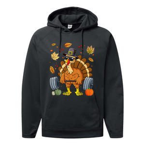 Turkey Deadlift Fitness Weightlifting Thanksgiving Day Performance Fleece Hoodie