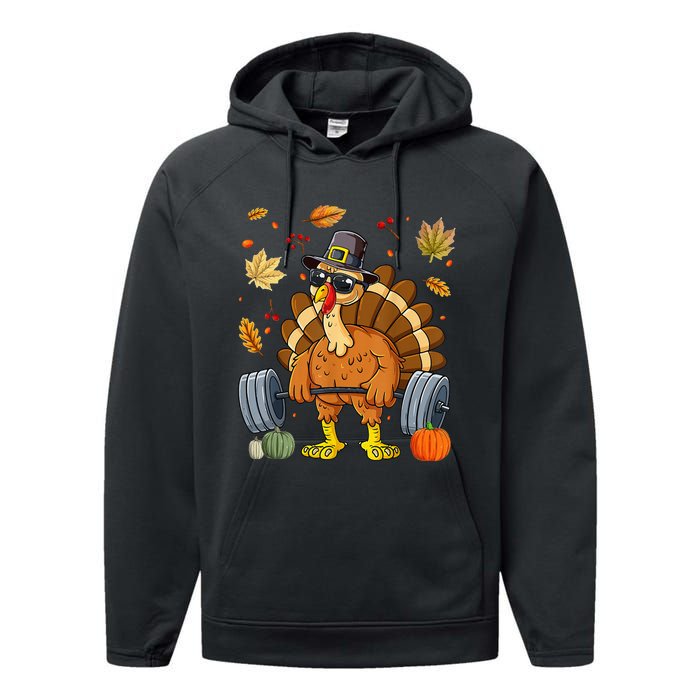 Turkey Deadlift Fitness Weightlifting Thanksgiving Day Performance Fleece Hoodie