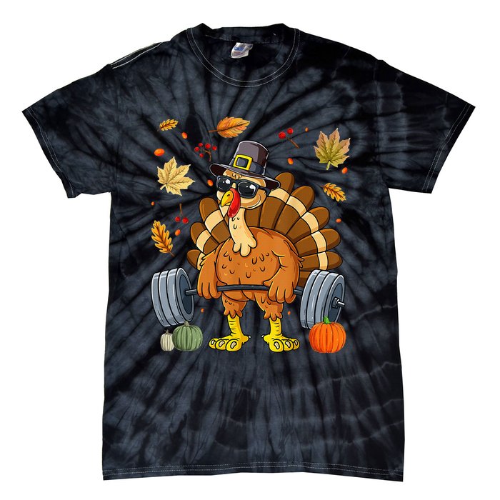 Turkey Deadlift Fitness Weightlifting Thanksgiving Day Tie-Dye T-Shirt