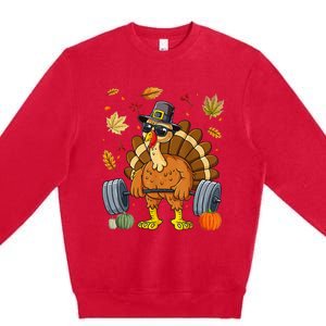 Turkey Deadlift Fitness Weightlifting Thanksgiving Day Premium Crewneck Sweatshirt