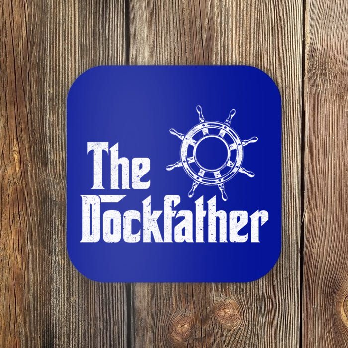 The Dockfather Funny Boating Fishing Boat Dad Captain Boater Meaningful Gift Coaster