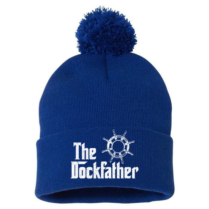 The Dockfather Funny Boating Fishing Boat Dad Captain Boater Meaningful Gift Pom Pom 12in Knit Beanie