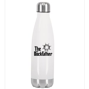 The Dockfather Funny Boating Fishing Boat Dad Captain Boater Meaningful Gift Stainless Steel Insulated Water Bottle