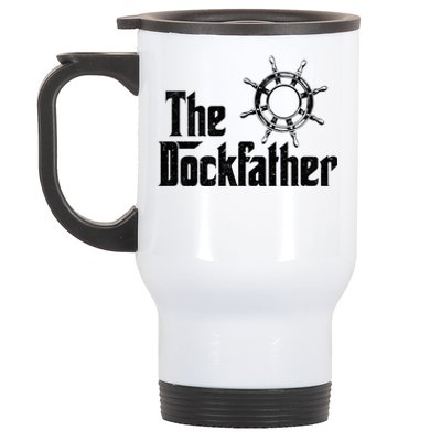 The Dockfather Funny Boating Fishing Boat Dad Captain Boater Meaningful Gift Stainless Steel Travel Mug