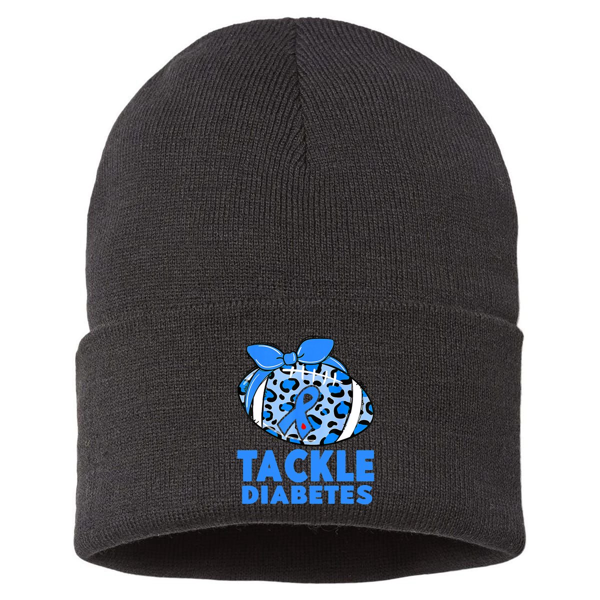 Tackle Diabetes Funny Football Fan Diabetic Warrior Sustainable Knit Beanie