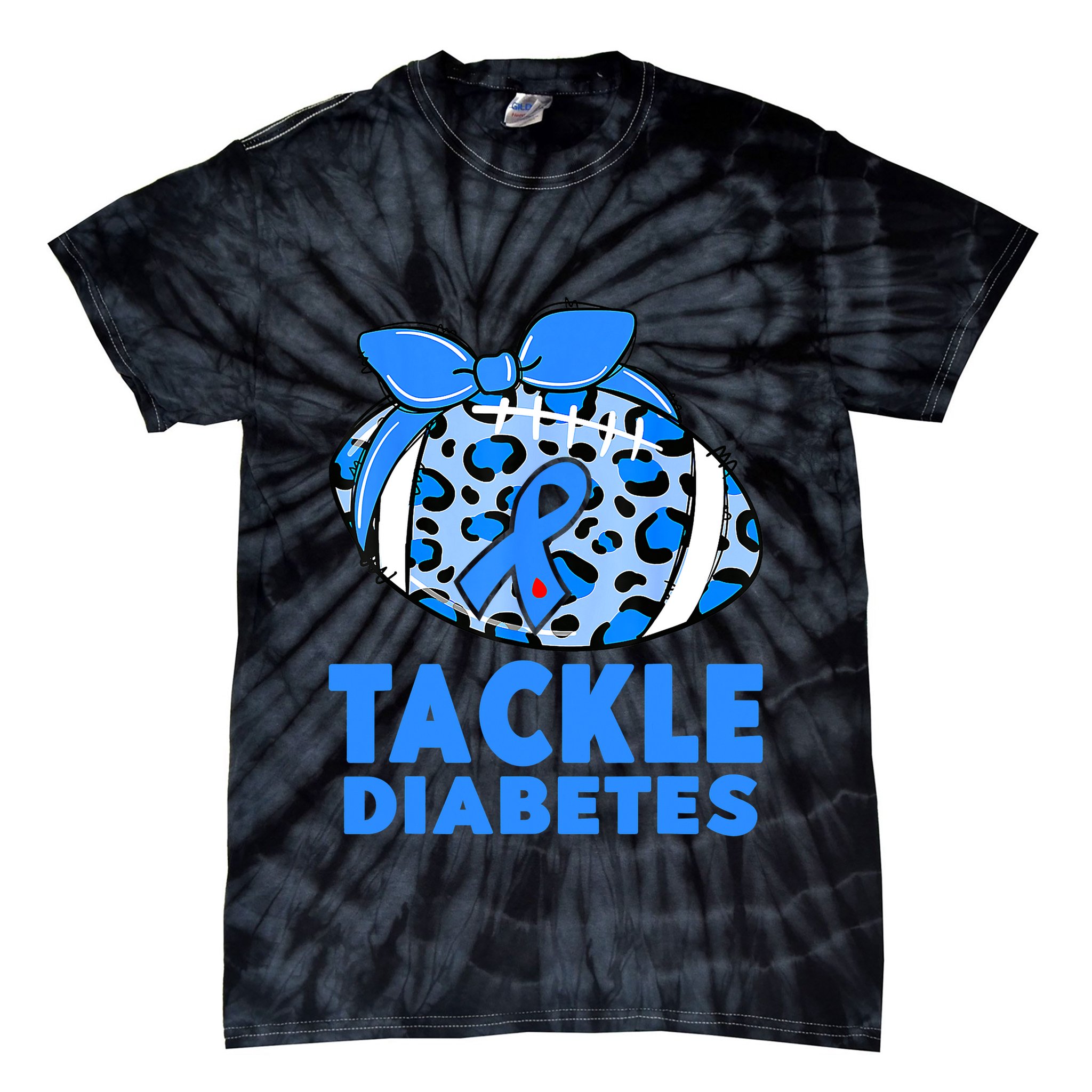 Tackle Diabetes Funny Football Fan Diabetic Warrior Tie-Dye T-Shirt