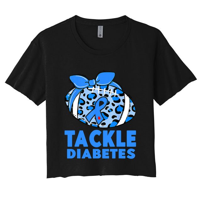 Tackle Diabetes Funny Football Fan Diabetic Warrior Crop Top