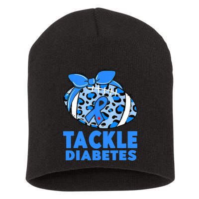 Tackle Diabetes Funny Football Fan Diabetic Warrior Short Acrylic Beanie