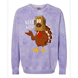 Thanksgiving Dog Funny Fake Dog Woof Thanksgiving Turkey Colorblast Crewneck Sweatshirt