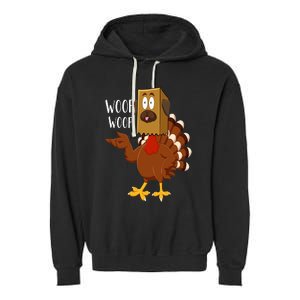 Thanksgiving Dog Funny Fake Dog Woof Thanksgiving Turkey Garment-Dyed Fleece Hoodie