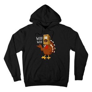 Thanksgiving Dog Funny Fake Dog Woof Thanksgiving Turkey Hoodie