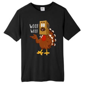 Thanksgiving Dog Funny Fake Dog Woof Thanksgiving Turkey Tall Fusion ChromaSoft Performance T-Shirt