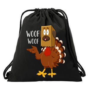 Thanksgiving Dog Funny Fake Dog Woof Thanksgiving Turkey Drawstring Bag