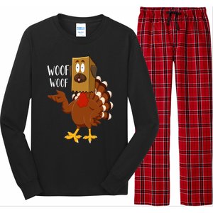 Thanksgiving Dog Funny Fake Dog Woof Thanksgiving Turkey Long Sleeve Pajama Set