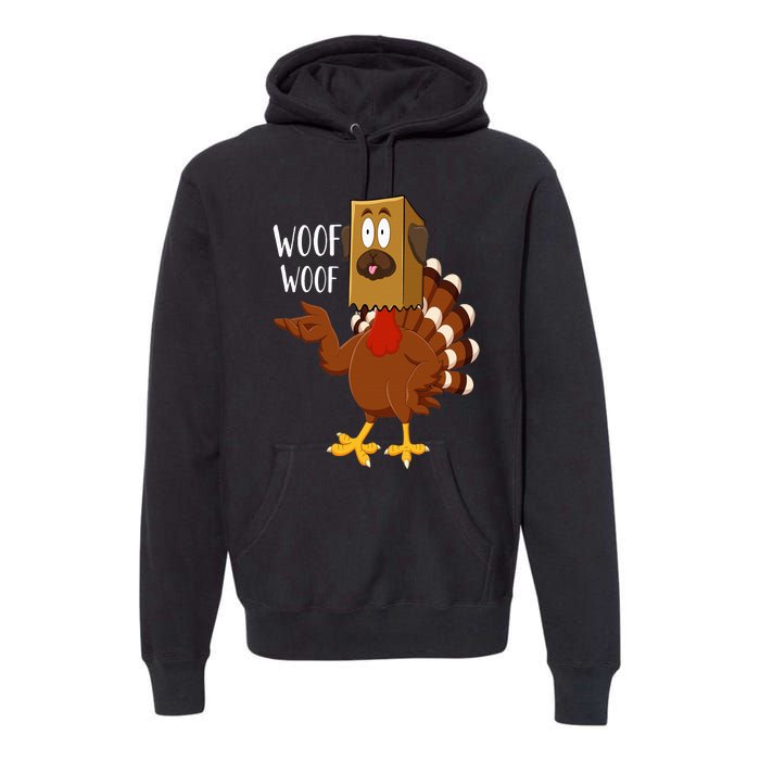 Thanksgiving Dog Funny Fake Dog Woof Thanksgiving Turkey Premium Hoodie