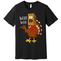 Thanksgiving Dog Funny Fake Dog Woof Thanksgiving Turkey Premium T-Shirt