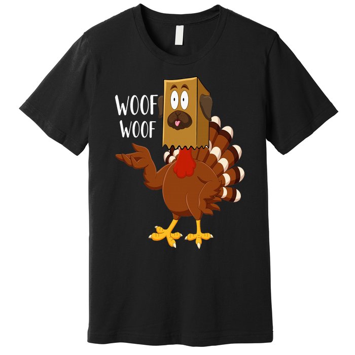 Thanksgiving Dog Funny Fake Dog Woof Thanksgiving Turkey Premium T-Shirt