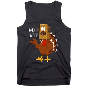 Thanksgiving Dog Funny Fake Dog Woof Thanksgiving Turkey Tank Top