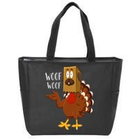 Thanksgiving Dog Funny Fake Dog Woof Thanksgiving Turkey Zip Tote Bag