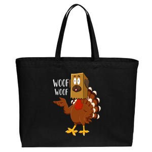 Thanksgiving Dog Funny Fake Dog Woof Thanksgiving Turkey Cotton Canvas Jumbo Tote