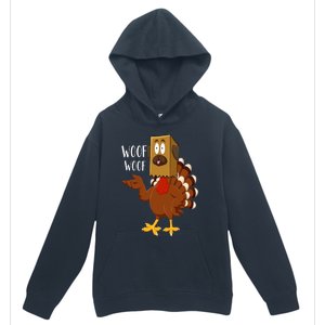 Thanksgiving Dog Funny Fake Dog Woof Thanksgiving Turkey Urban Pullover Hoodie