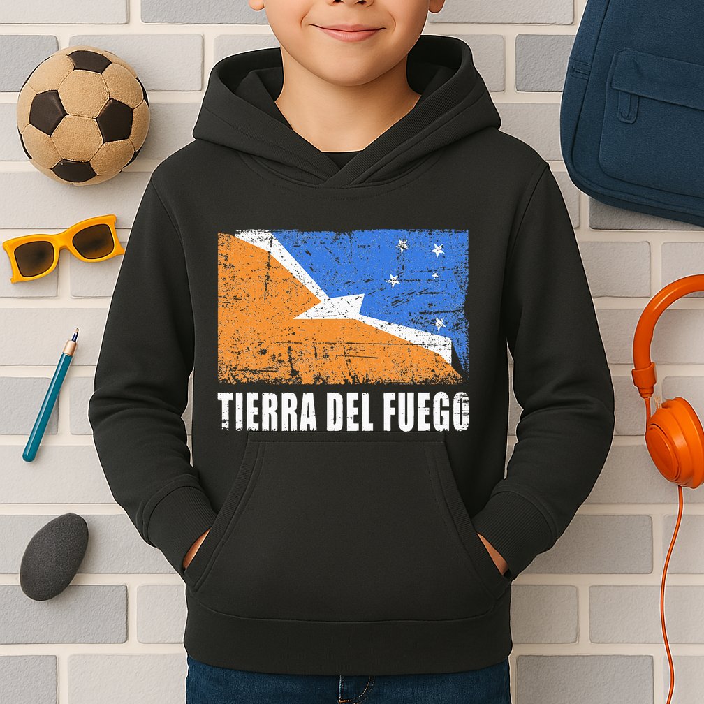 Tierra Del Fuego Flag Design Country Flag Tierra Del Fuego Kids Hoodie