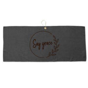 Thanksgiving Day Family Meal Say Grace Blessing Leafy Floral Gift Large Microfiber Waffle Golf Towel