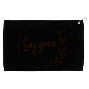 Thanksgiving Day Family Meal Say Grace Blessing Leafy Floral Gift Grommeted Golf Towel