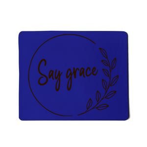 Thanksgiving Day Family Meal Say Grace Blessing Leafy Floral Gift Mousepad