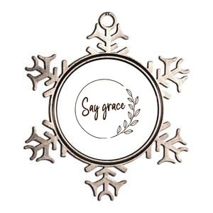 Thanksgiving Day Family Meal Say Grace Blessing Leafy Floral Gift Metallic Star Ornament