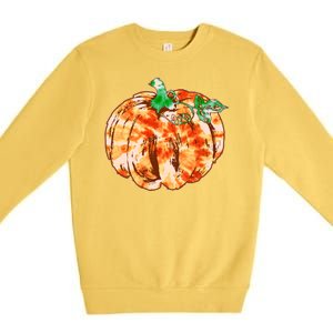 Tie Dye Fall Autumn Pumpkins Premium Crewneck Sweatshirt