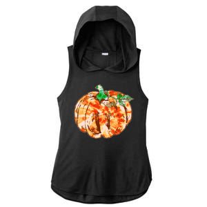 Tie Dye Fall Autumn Pumpkins Ladies PosiCharge Tri-Blend Wicking Draft Hoodie Tank