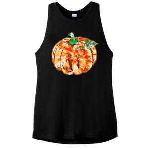 Tie Dye Fall Autumn Pumpkins Ladies PosiCharge Tri-Blend Wicking Tank