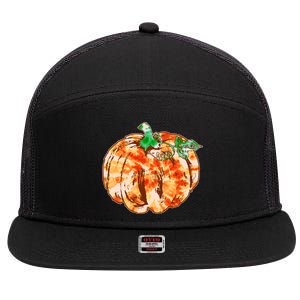 Tie Dye Fall Autumn Pumpkins 7 Panel Mesh Trucker Snapback Hat