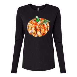 Tie Dye Fall Autumn Pumpkins Womens Cotton Relaxed Long Sleeve T-Shirt