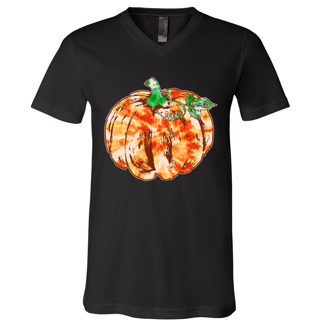 Tie Dye Fall Autumn Pumpkins V-Neck T-Shirt