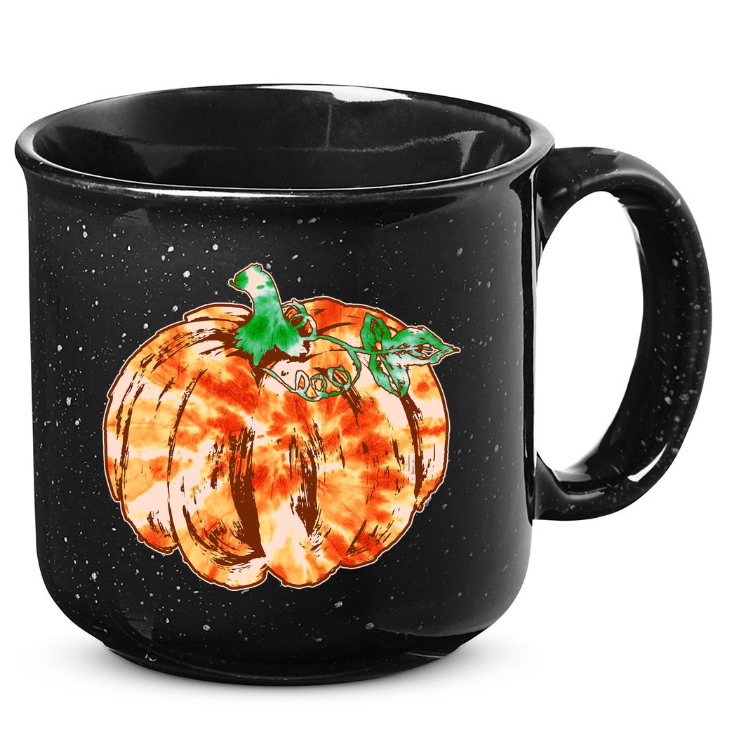 Tie Dye Fall Autumn Pumpkins 15oz Campfire Ceramic Mug