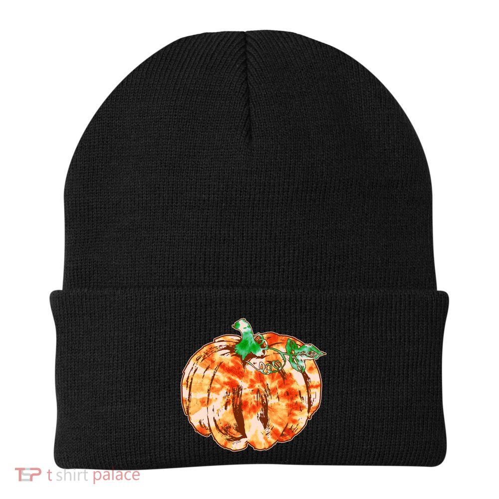 Tie Dye Fall Autumn Pumpkins Knit Cap Winter Beanie