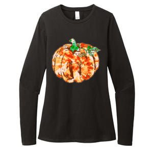 Tie Dye Fall Autumn Pumpkins Womens CVC Long Sleeve Shirt