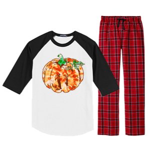 Tie Dye Fall Autumn Pumpkins Raglan Sleeve Pajama Set