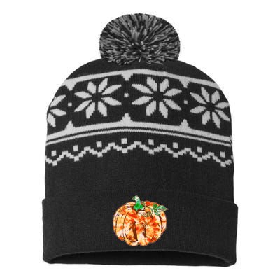 Tie Dye Fall Autumn Pumpkins USA-Made Snowflake Beanie