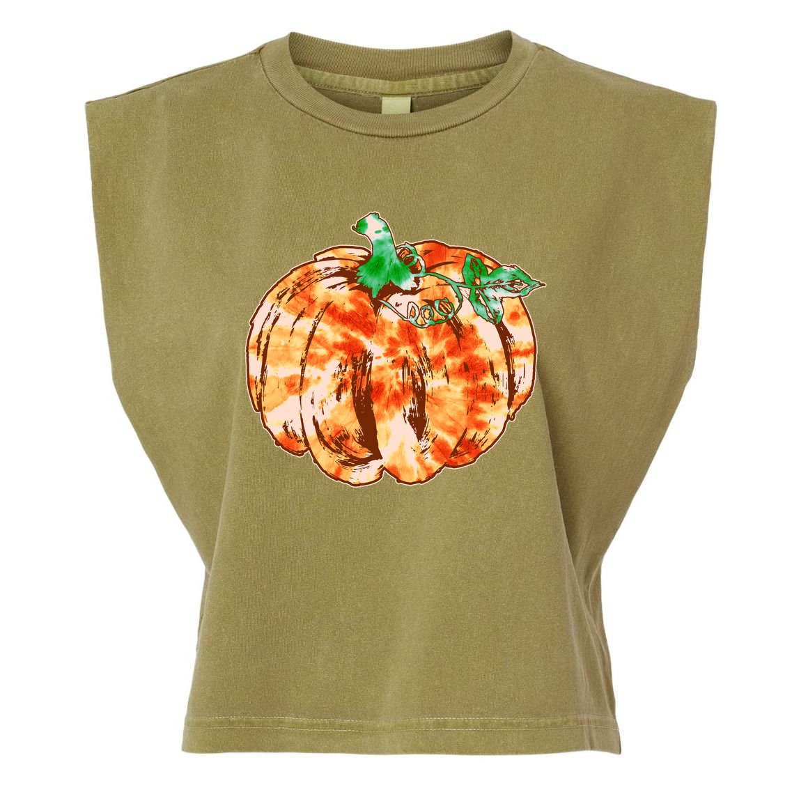 Tie Dye Fall Autumn Pumpkins Garment-Dyed Women's Muscle Tee