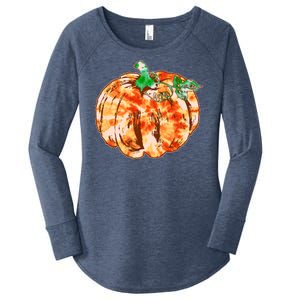 Tie Dye Fall Autumn Pumpkins Women's Perfect Tri Tunic Long Sleeve Shirt