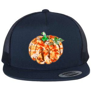 Tie Dye Fall Autumn Pumpkins Flat Bill Trucker Hat