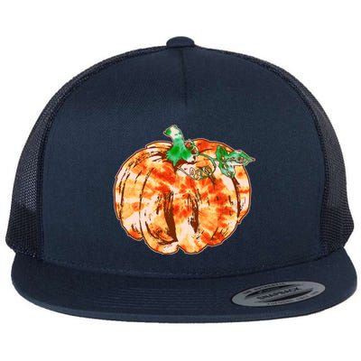 Tie Dye Fall Autumn Pumpkins Flat Bill Trucker Hat